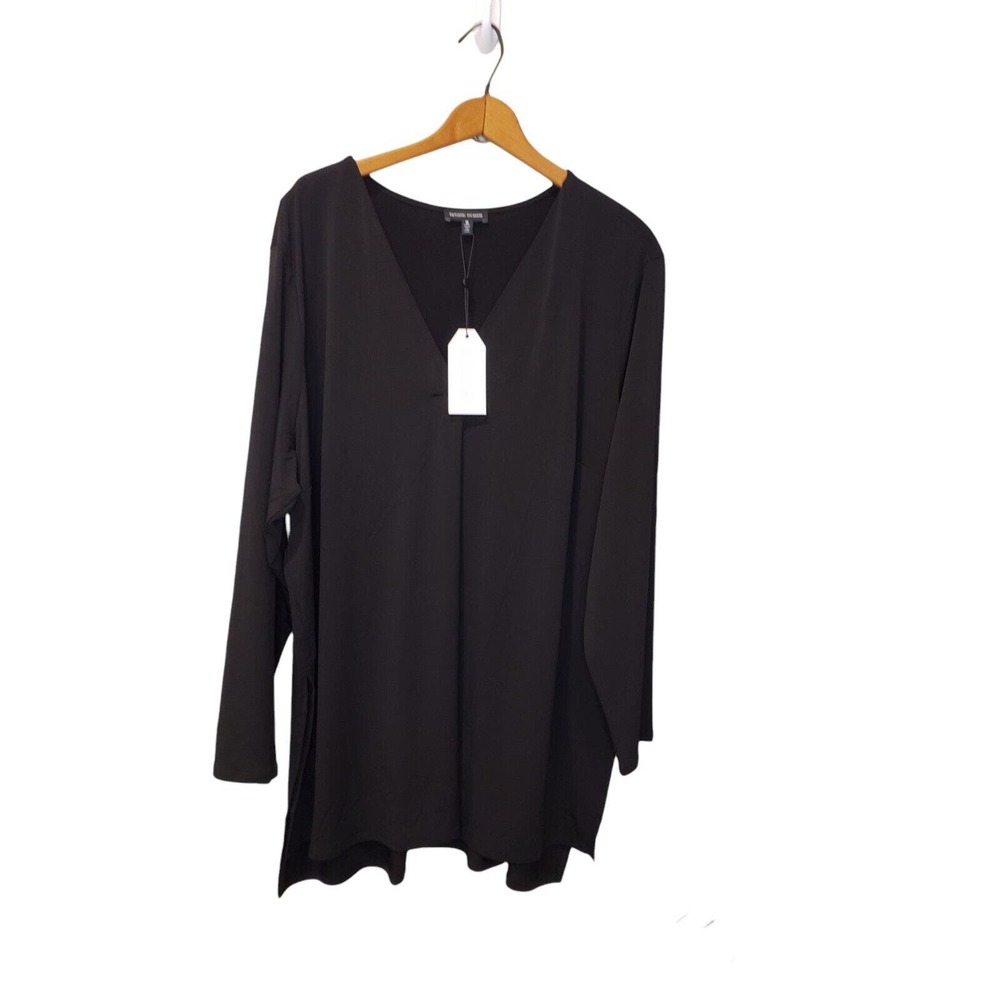 NWT Universal Standard Womens Black Long V Neck Dress Size M or 18-20 Classic